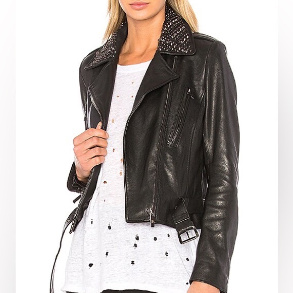Nour Hammour Jackets & Blazers - Nour Hammour Temple Leather Studded Jacket